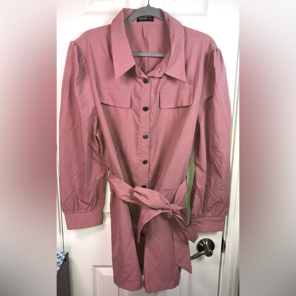 SHEIN Dusty Rose Button-Up Blazer Jacket